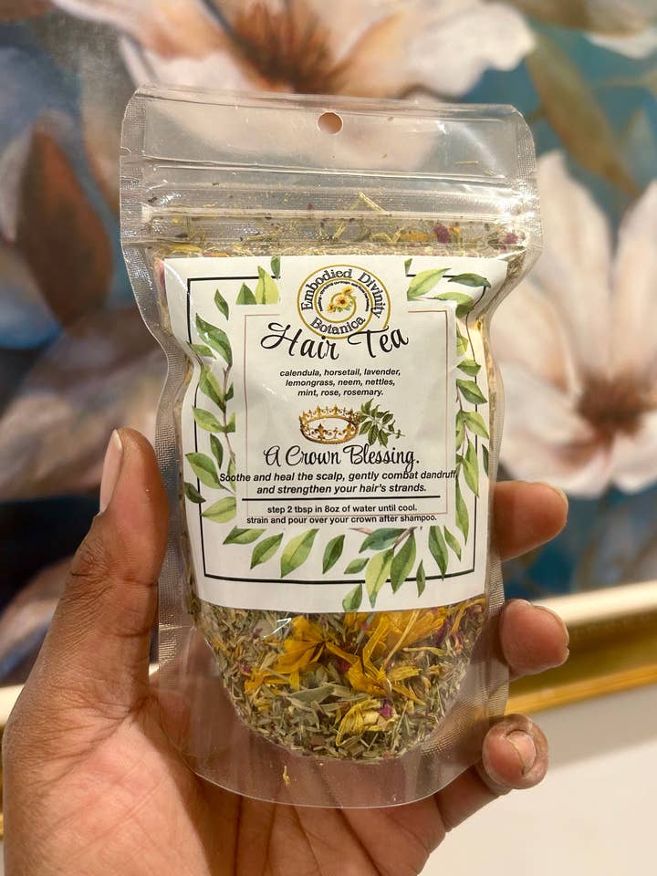 Organic Soothing Hair Teas Scalp Treatment for wholesale by Embodied Divinity Botanica