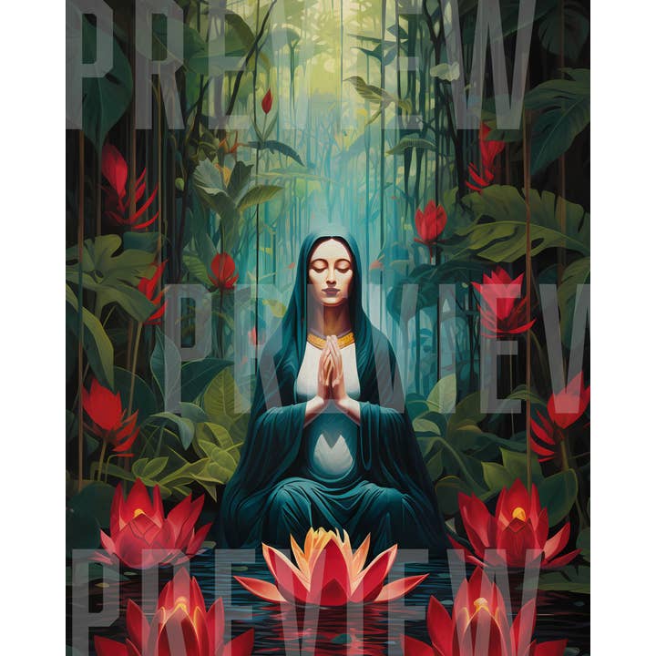 Spiritual Art Supply – wholesale Konsttryck – Maria Jesu mor Rosenkrans konstaffisch, P-RCVM3 Konsttryck