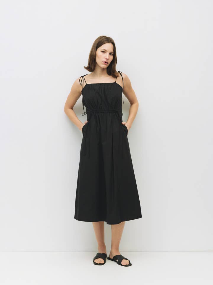 The Isadora Dress | Poplin Midi Dress with Shoulder Ties for wholesale by All Row