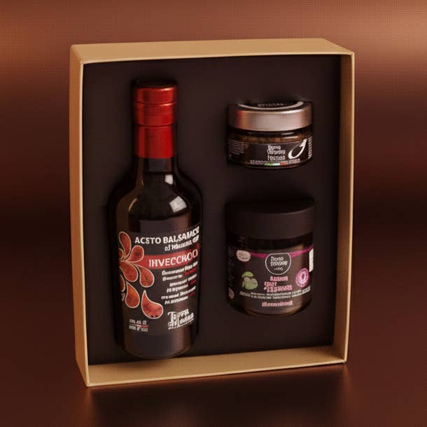 Geschenkset: Gereifter Balsamico, Perlen & Kugel für den Großhandel von Acetaia Terra del Tuono Soc. Agr. SRL