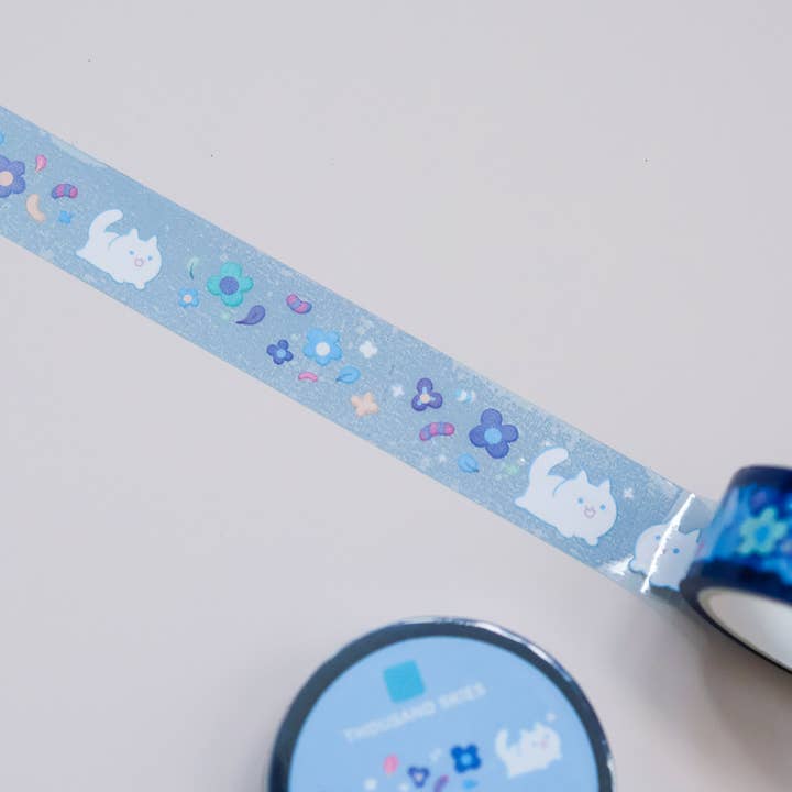 Thousand Skies - Wholesale Tape - PET Tape (Transparent) Floral White Cat5