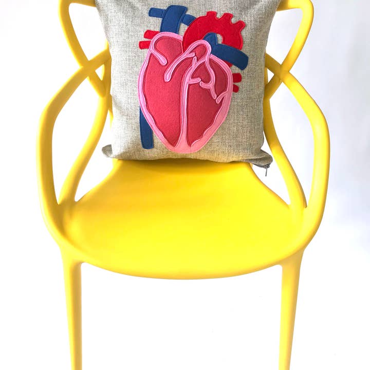 Dirtsa Studio - Wholesale Throw Pillow Cover - Science Diagram Pillow Cover - Anatomical Heart
