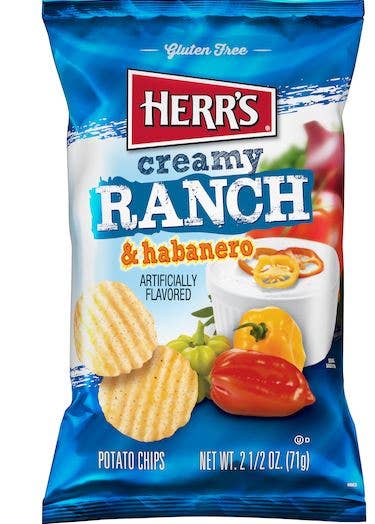 Shop The King - Wholesale Chips - Herrs Chips Creamy Ranch Habanero 2.5 oz (Pack of 12)0