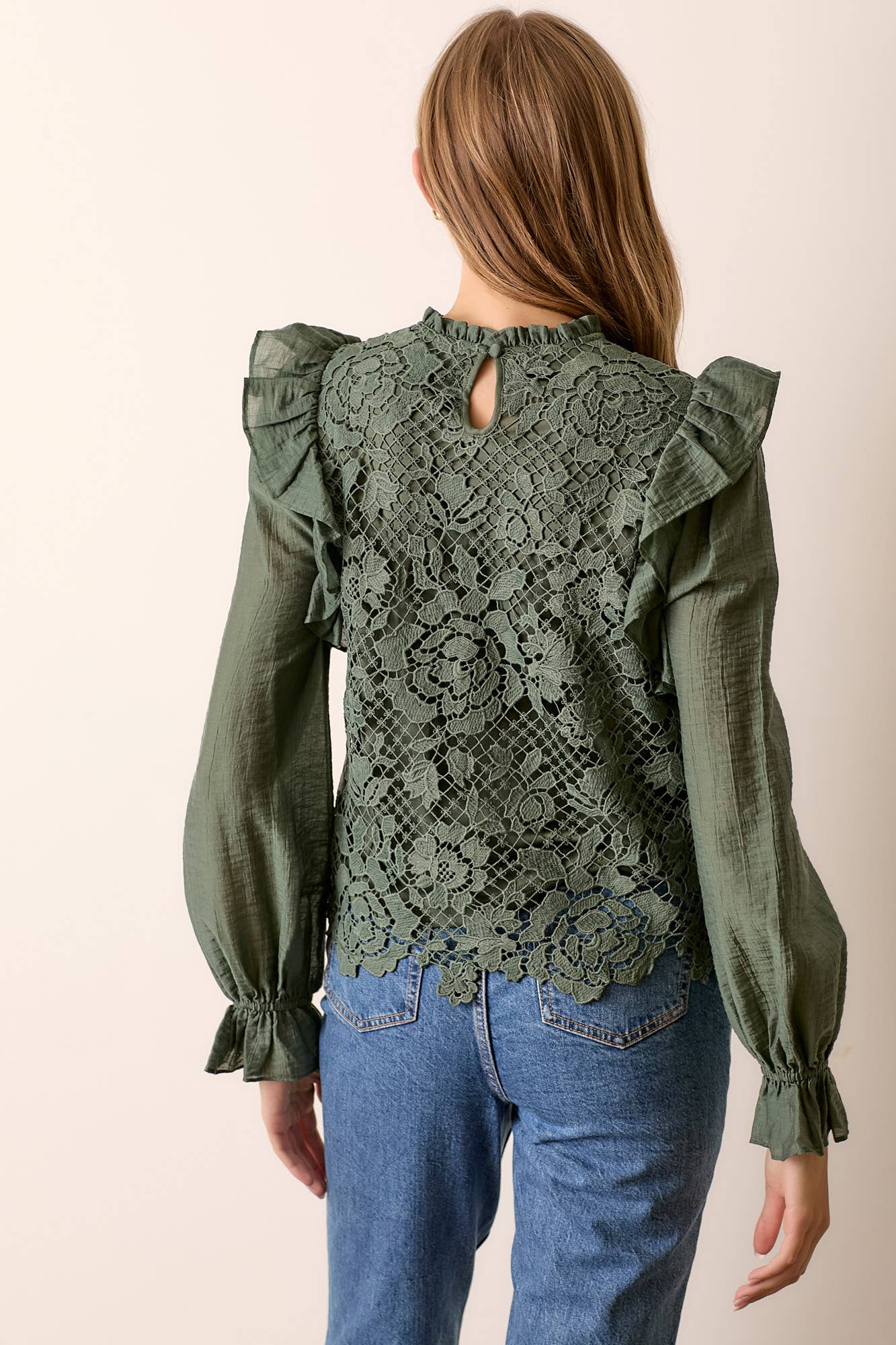 Polagram by Wellmade USA – wholesale Blouse – Women’s – TEXTURED LONG SLEEVE TOP W SHOULDER RUFFLE6