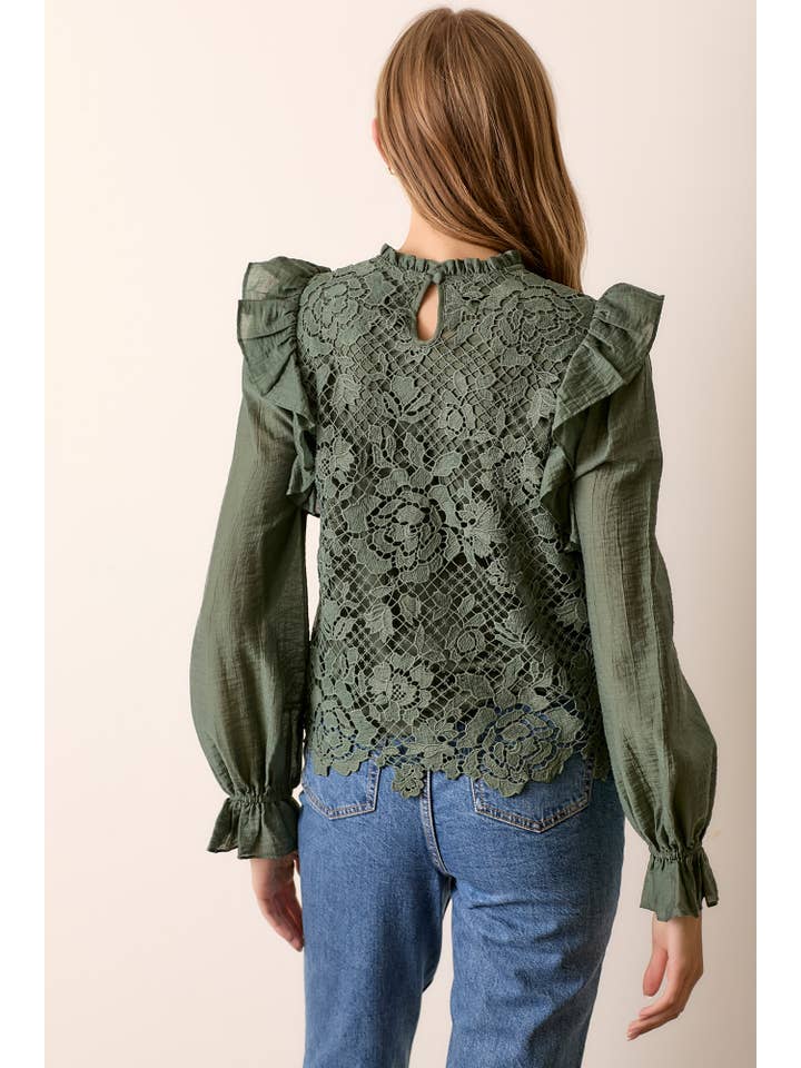 Polagram by Wellmade USA – wholesale Blouse – Women’s – TEXTURED LONG SLEEVE TOP W SHOULDER RUFFLE6