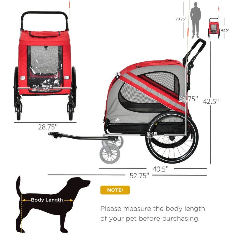 Furr-Baby Gifts - Wholesale Pet Carrier - Cat/Dog - 2-In-1 Pet Bike Trailer Stroller13