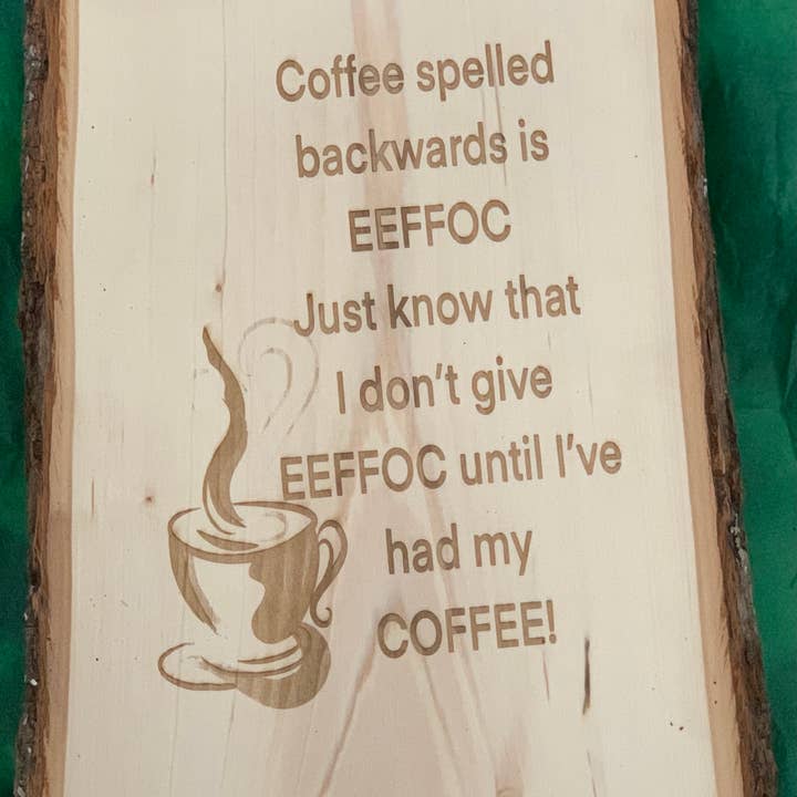 Wood burned Coffee Sign for wholesale by AnneJonesArt