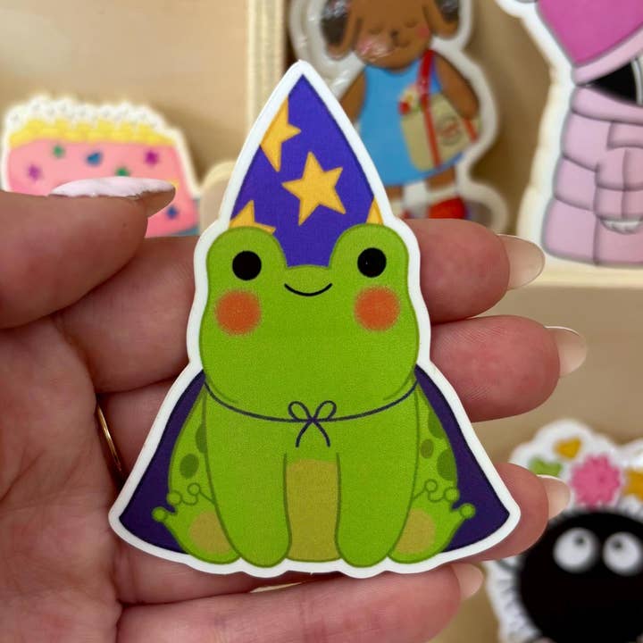 Pegatina impermeable de vinilo Rana Mago para venta al por mayor de Drawn by Ang