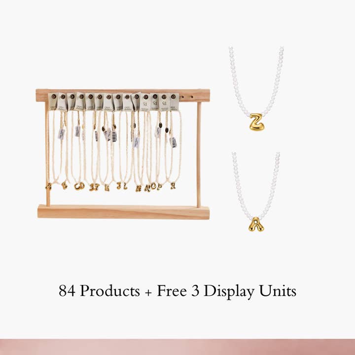 84 Pearl Bubble Initial Necklace Pack for wholesale by Cape Diablo