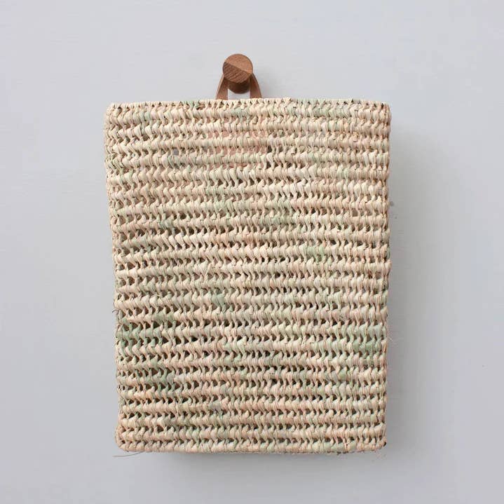 Handwoven Moroccan Palm Leaf Wall Hanging Basket for wholesale by High crafty