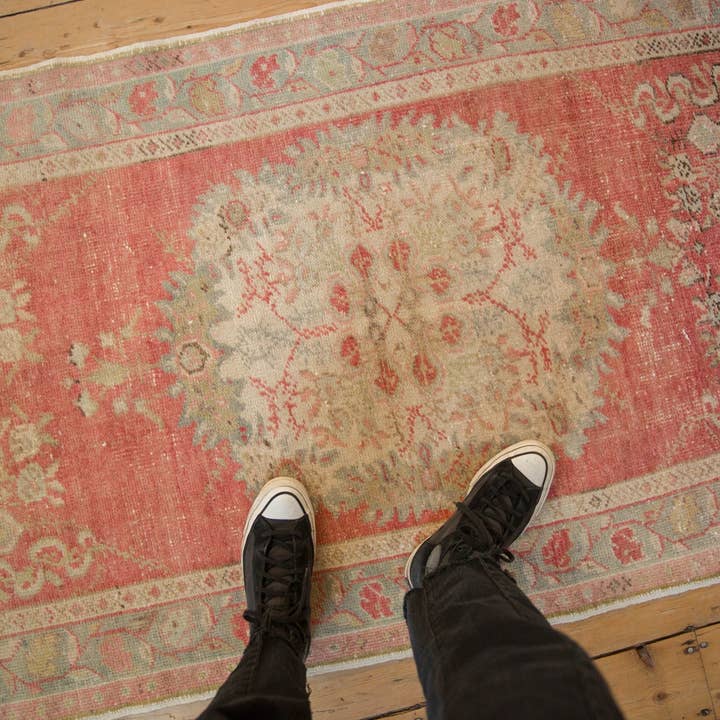 3x5.5 Vintage Distressed Oushak Rug for wholesale by Old New House