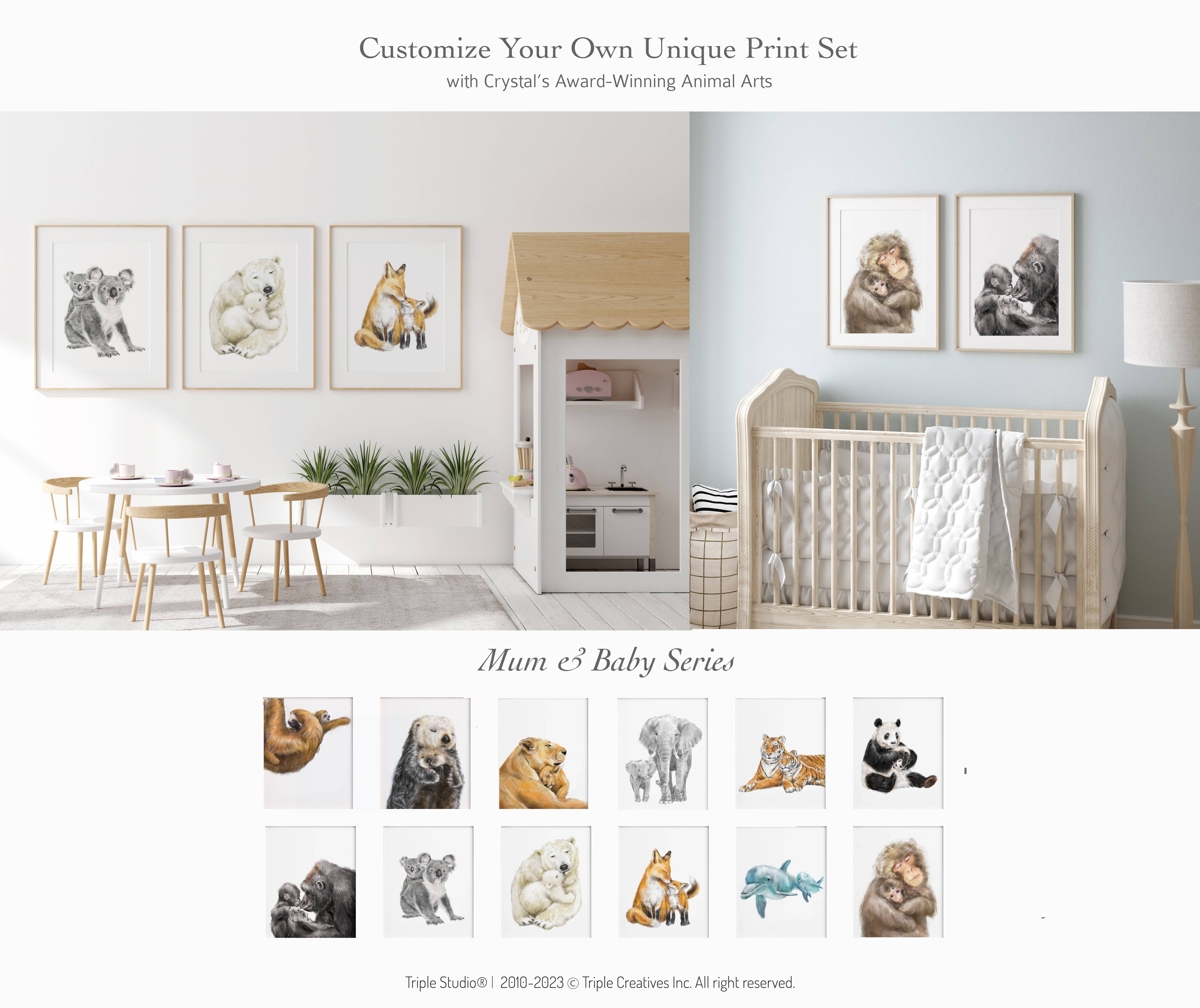 Triple Studio - Venta al por mayor Ilustración - Impresión artística Sea Otter Mom and Baby | Decoración de pared del cuarto de niños del océano10