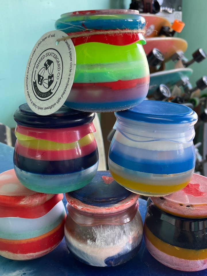 Recycled Surfboard Resin Jar - Small - Assorted Colors for wholesale by Shred mfg