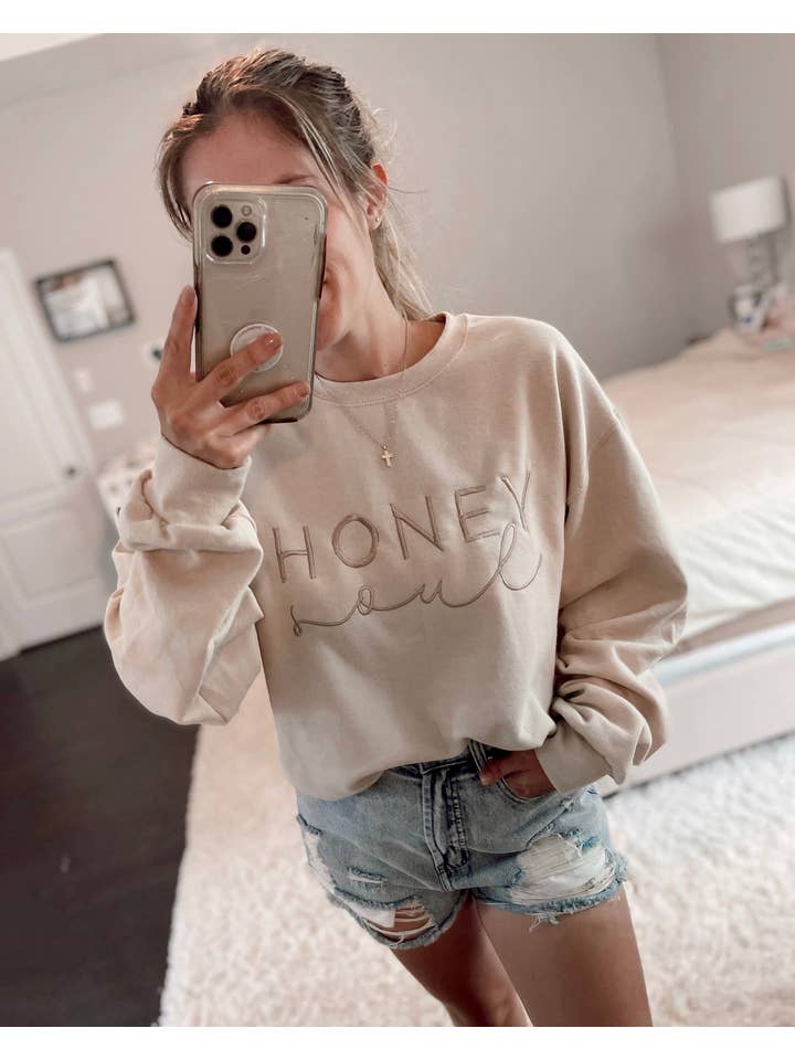 Honey Soul LLC - Wholesale Sweatshirt - Women's - Embroidered Honey Soul Logo Sweatshirt1
