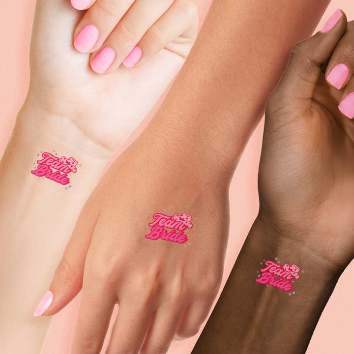 Flash Tattoos - Venta al por mayor Tatuajes temporales - YEEHAW TEAM BRIDE | Tatuajes temporales metálicos de despedida de soltera