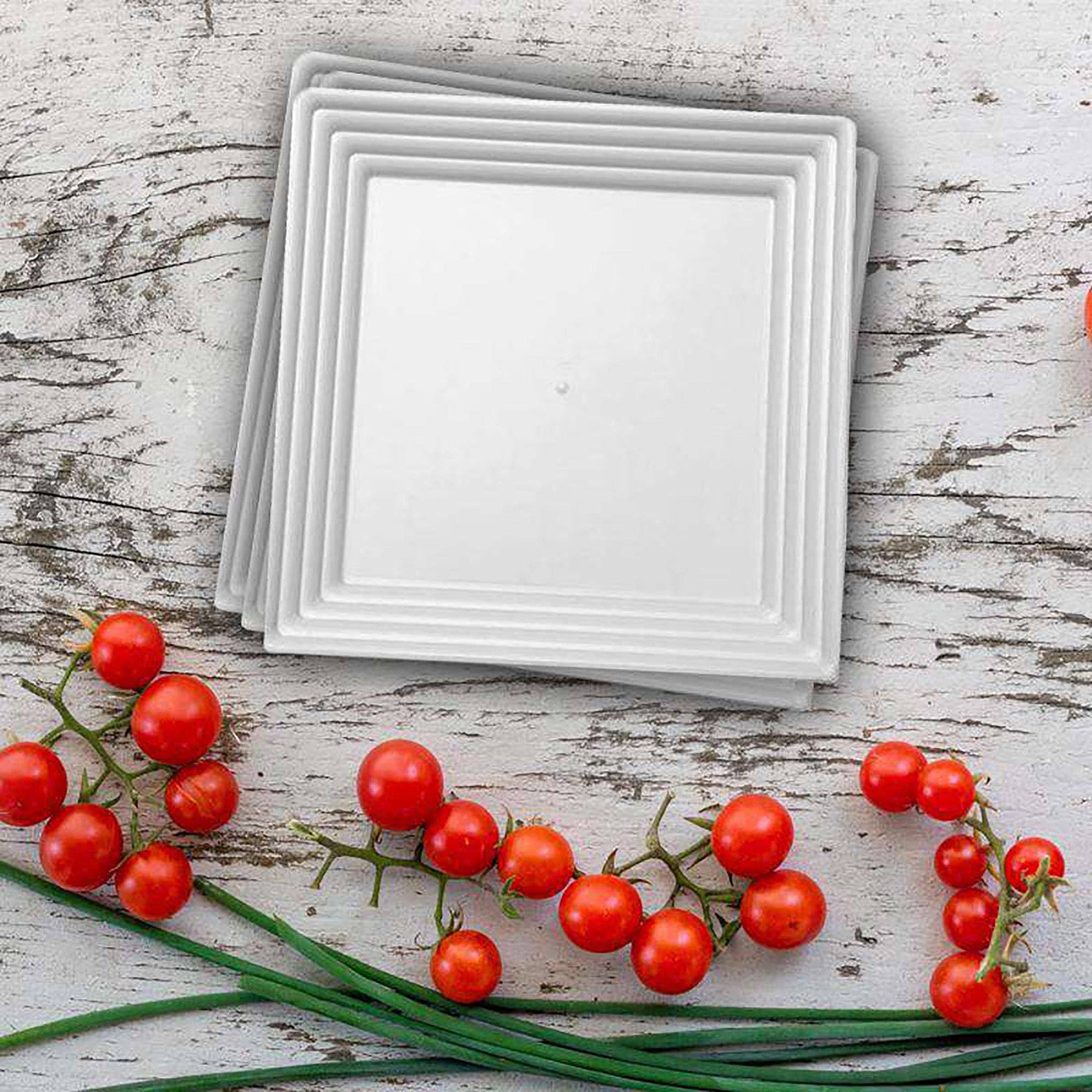 Smarty had a Party - Wholesale Serving Tray - 12" x 12" White Square Plastic Serving Trays - 3 pcs8