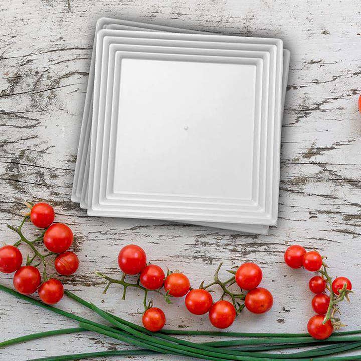 Smarty had a Party - Wholesale Serving tray - 12" x 12" White Square Plastic Serving Trays - 3 pcs8