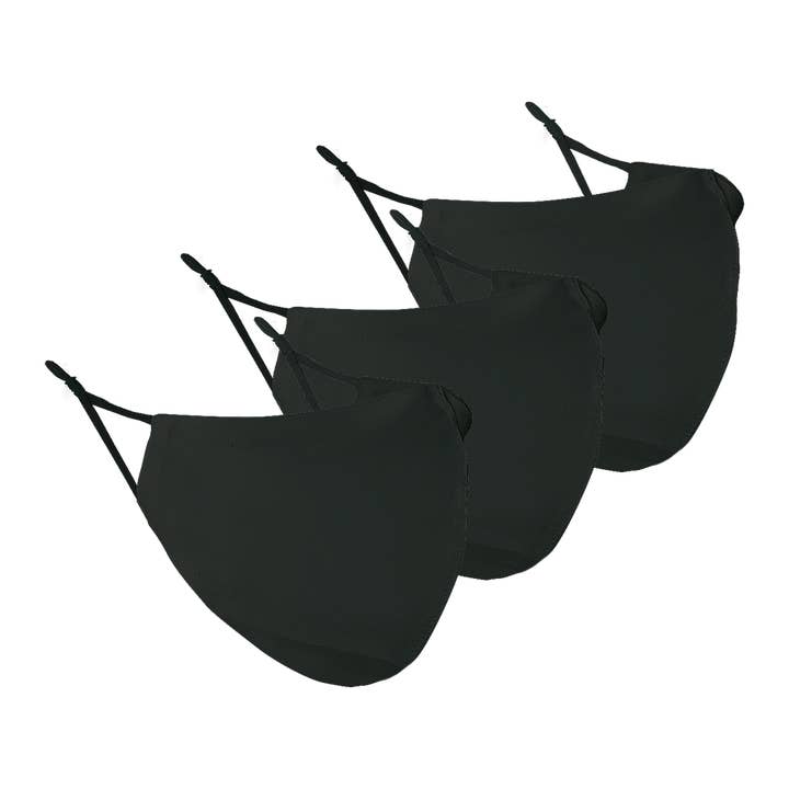 Lot de 3 masques couvre-visage réutilisables en soie noire pour la vente par Shhh Silk