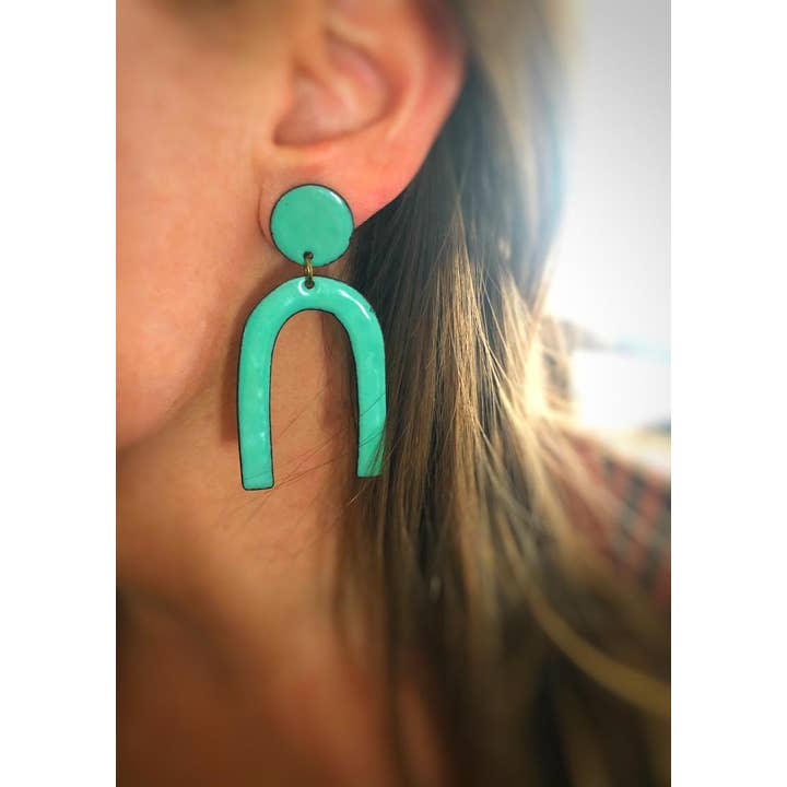 Courtney Fischer Jewelry - Wholesale Dangle Earrings - Aqua Enamel Curve Earrings1
