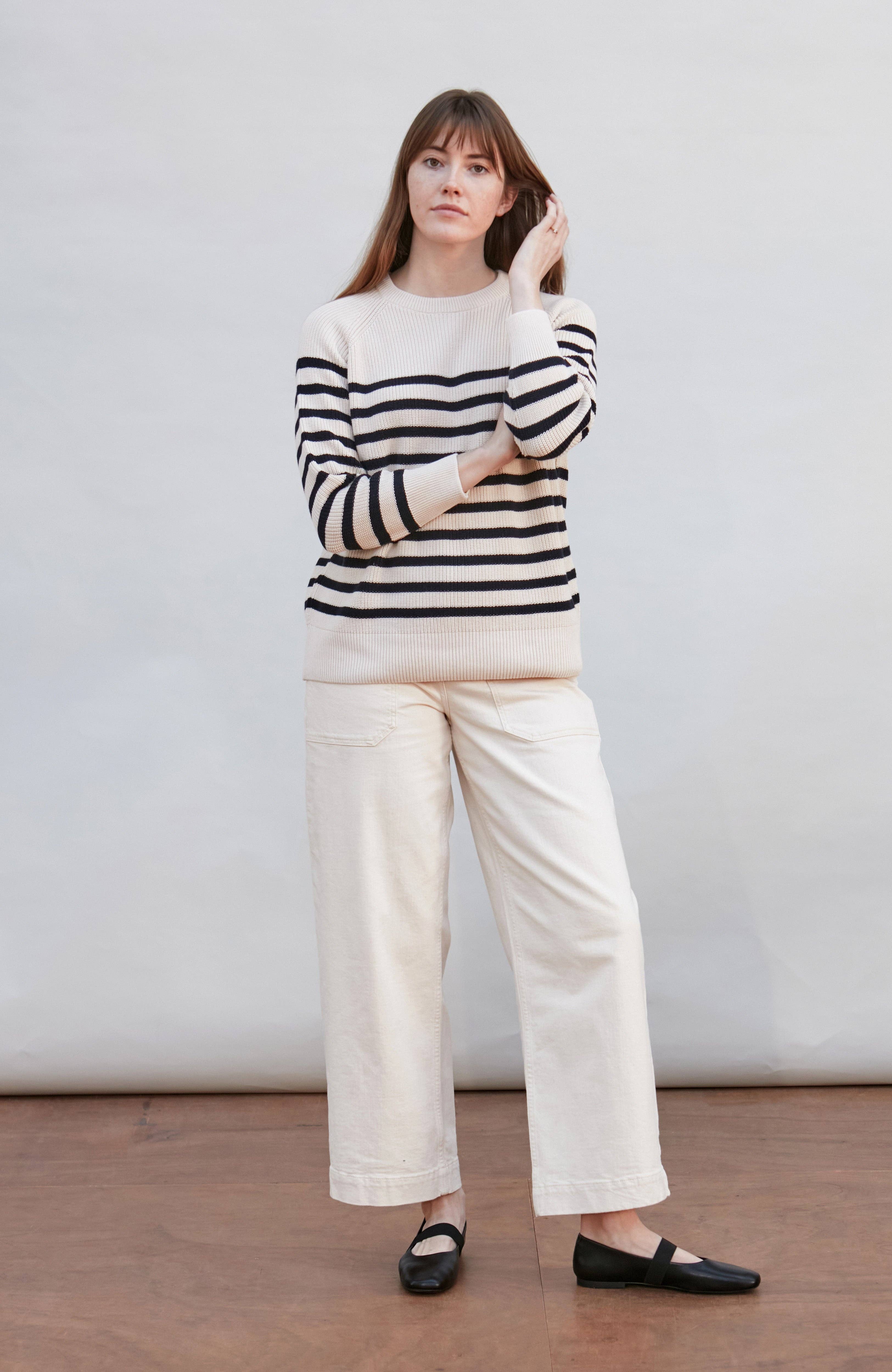 Paul James Knitwear - Vente Pull en maille – femme - Pull femme en côte en coton à rayures bretonnes6