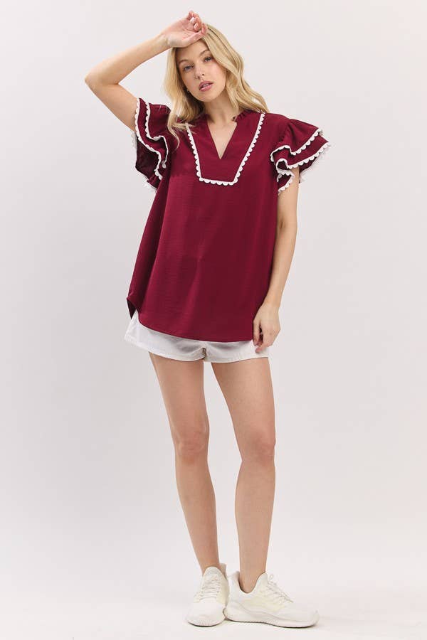 Sewn and Seen – Großhandel Bluse – Damen – Oberteil mit Rüschenärmeln und Muschelsaum20