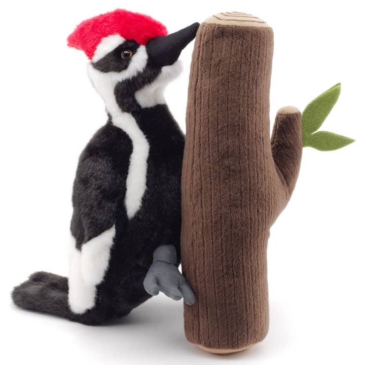 Uni Toys - Wholesale Stuffed/Plush Toy - Kids & Baby - Woodpecker on trunk - 27 cm (height) - cuddly/plush toy