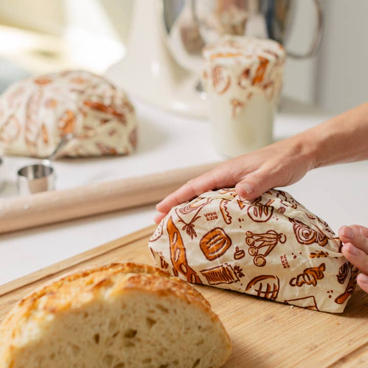 Bee's Wrap - Wholesale Food Storage Wrap/Bag - New! Bakery Lane - Bread Wrap, Seasonal Print5