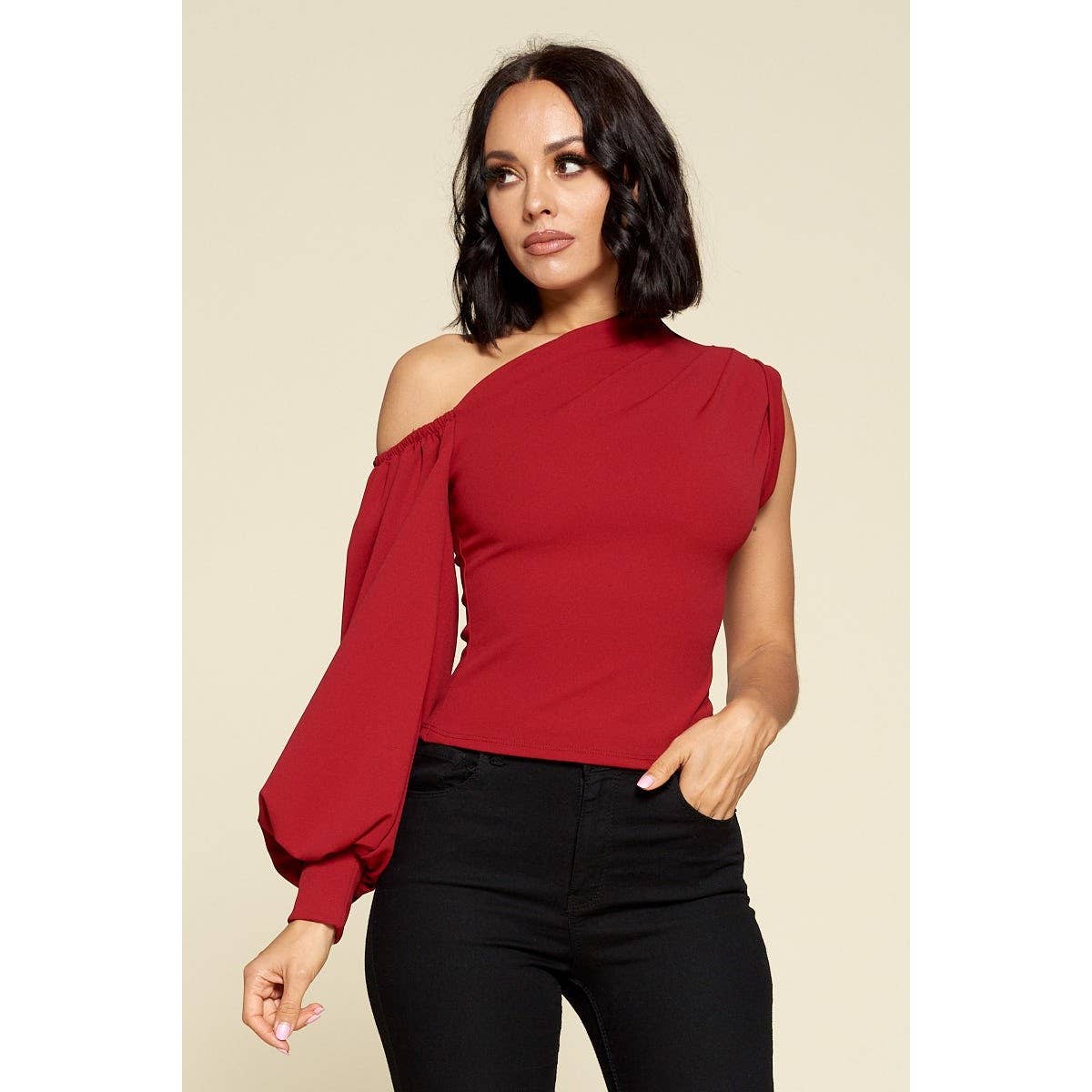 DORCAS - Wholesale Blouse - Women's - ONE SLEEVE FASHION TOP10