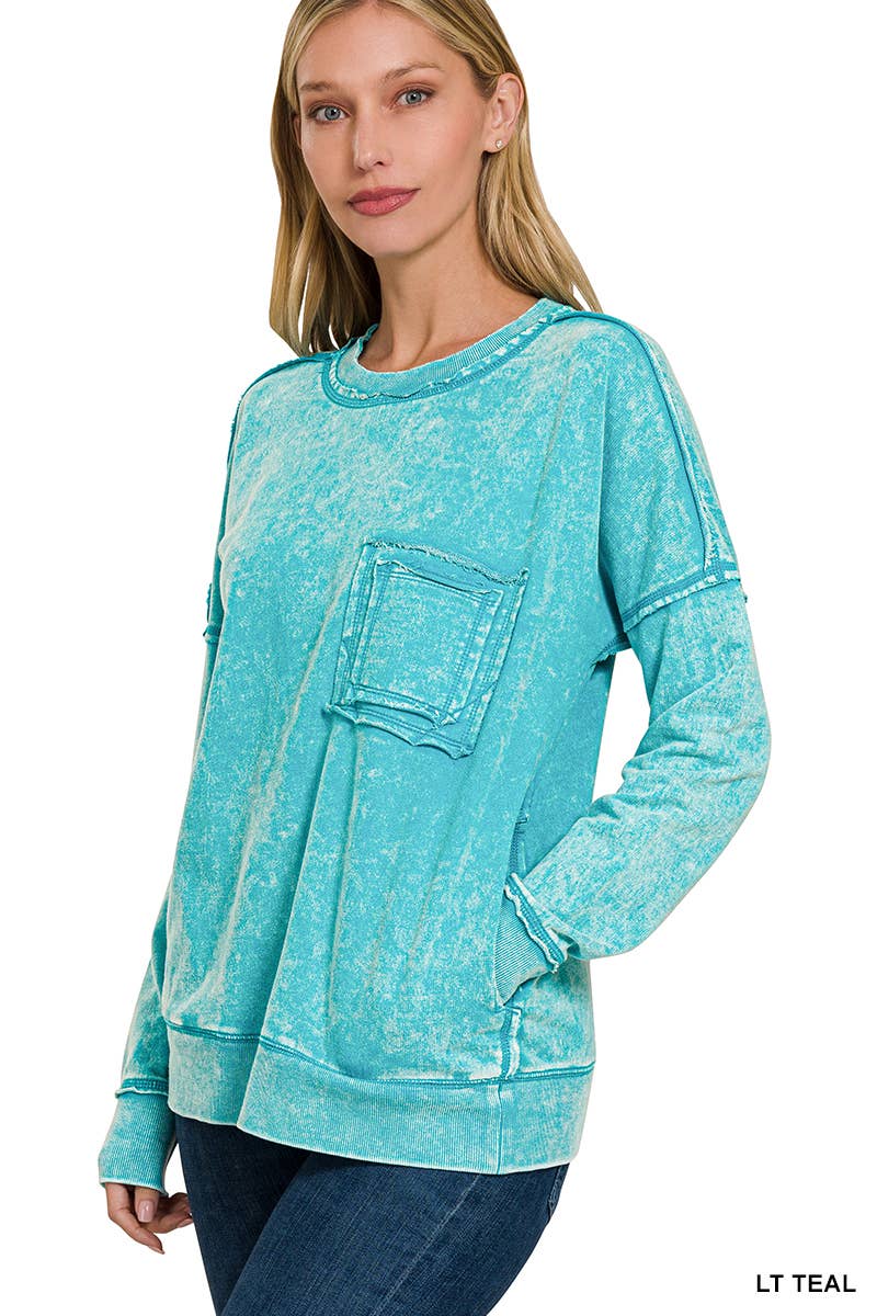 42POPS - Vendita all'ingrosso Felpa - Donna - Pullover in French Terry lavaggio acido.17