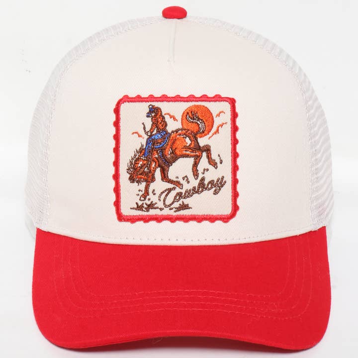 COWBOY-STICKEREI-PATCH ZWEIFARBIGES MESH-BASEBALL, LCAPM 4858 für den Großhandel von JOIA ACCESSORIES