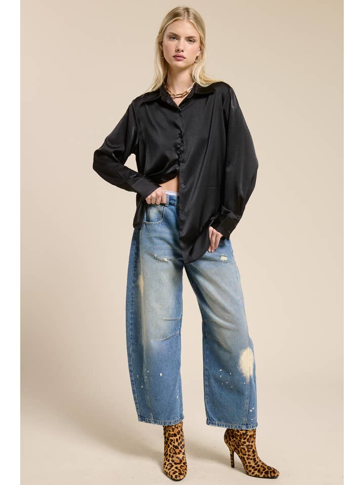 Mimosa - Vente Chemisier – femme - Blouse en satin soyeux à boutons7