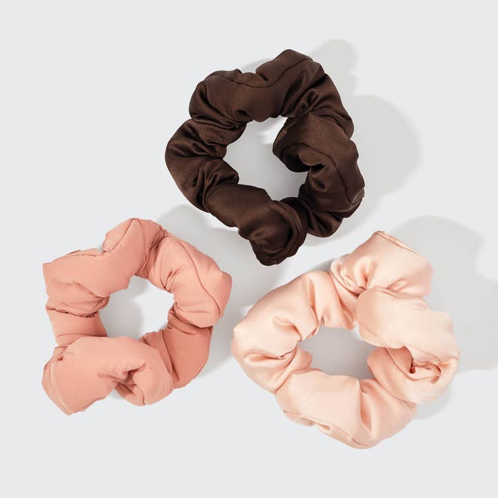 KITSCH - Vendita all'ingrosso Scrunchie - Donna - Set di 3 elastici a forma di nuvola in tessuto riciclato - Palissandro