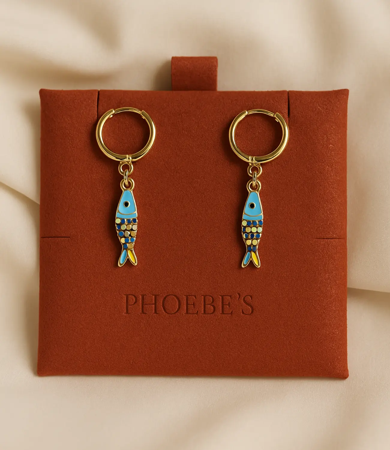 PHOEBE´S - Wholesale Dangle Earrings - 18K Gold-Plated Minimalist Earrings – Pink and Blue Version1