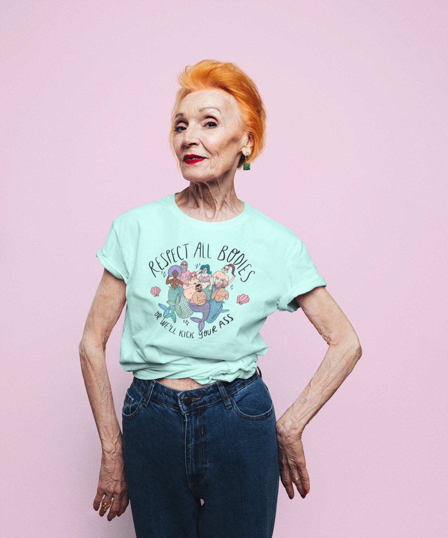 Chiaralascura – wholesale T-shirts med screentryck – Dam – Unisex t-shirt i ekologisk bomull med Body Positive sjöjungfruar16