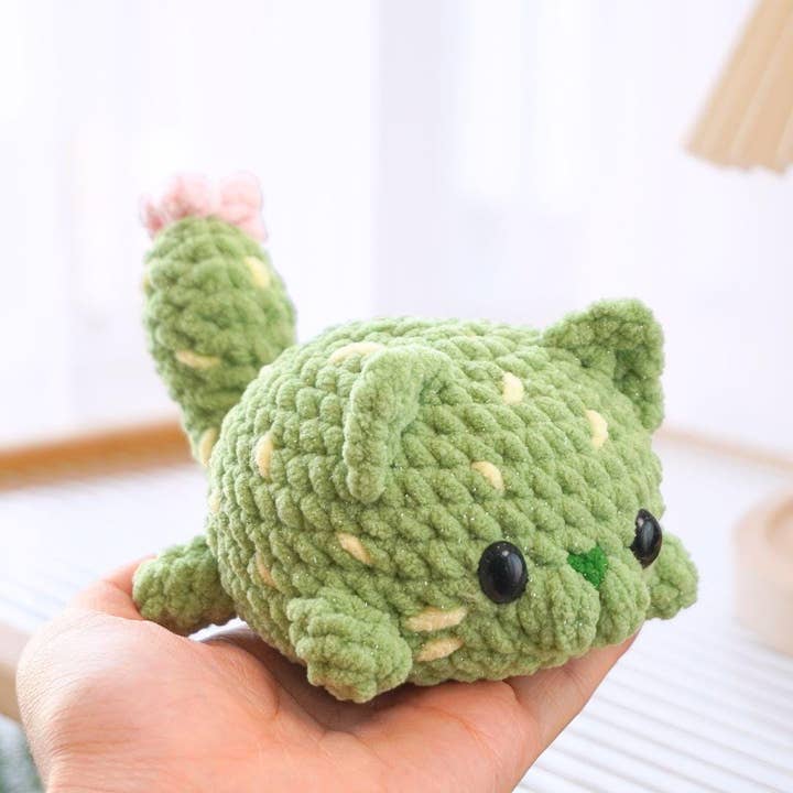 TOMOPOD LLC - Wholesale Stuffed/Plush Toy - Kids & Baby - Crochet Pretty Cactus Cat, Stuffed Animal, Amigurumi Cat