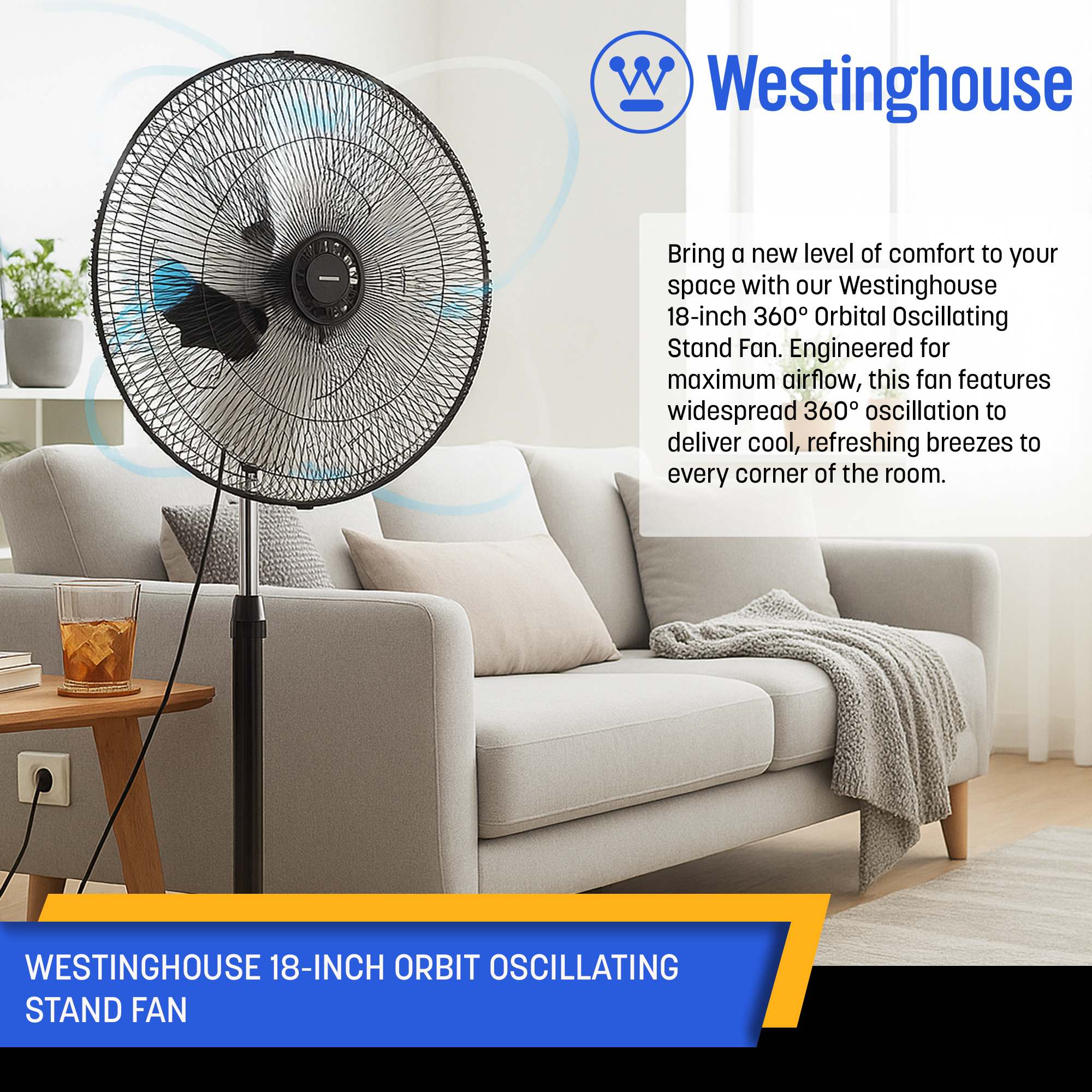 Westinghouse - Wholesale Electric Fan - Westinghouse 18-Inch Orbit Oscillating Stand Fan2