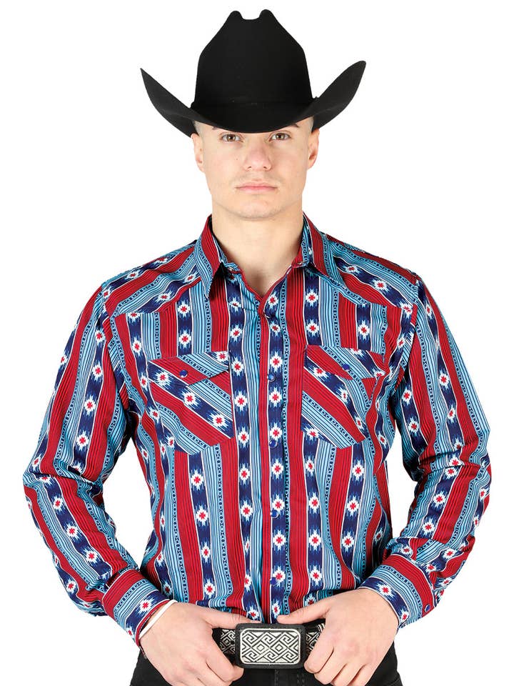 Blue Long Sleeve Cowboy Shirt 44212 for wholesale by El General Western Wear