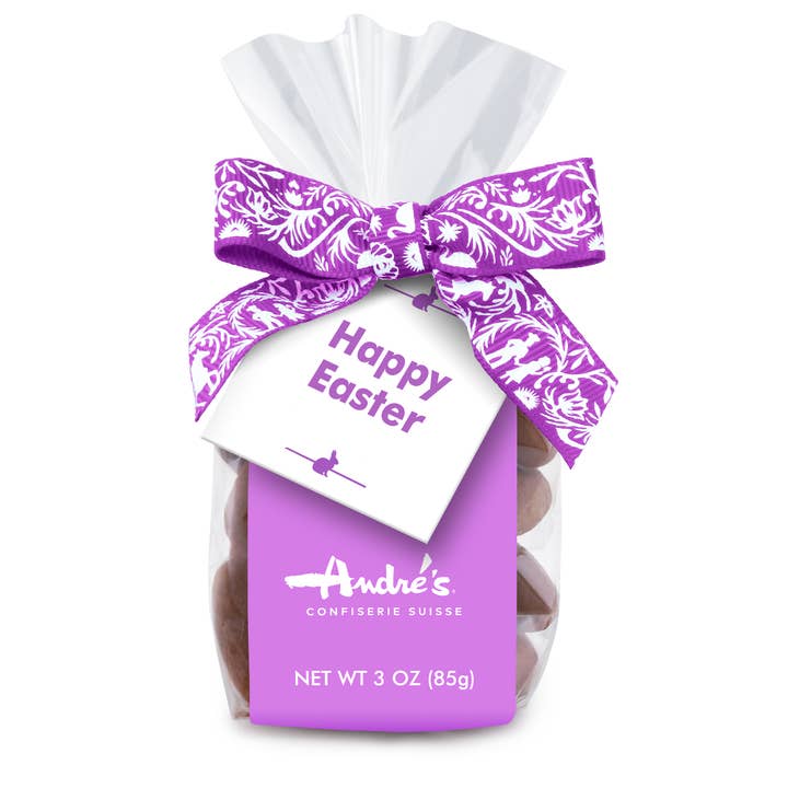 Andre's Chocolates - Wholesale Chocolate Covered Sweets - Easter "Happy Easter" Chocolate Almonds 3 oz Bag1