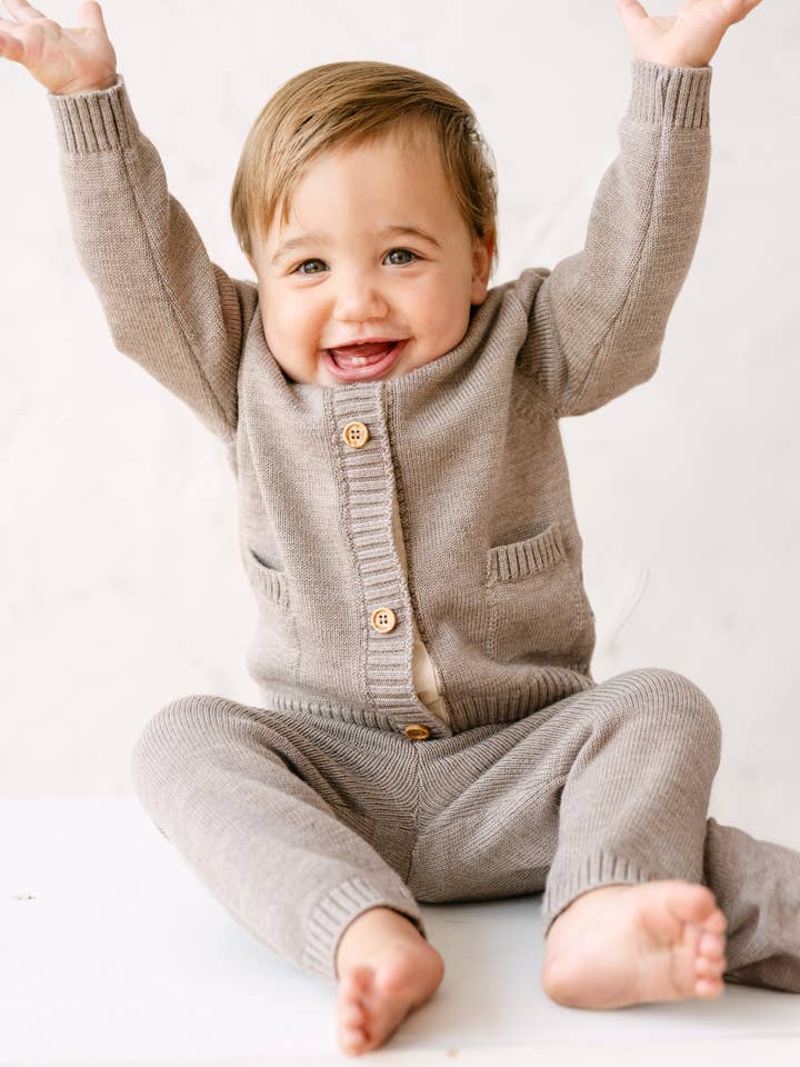 Merino Wool Baby Gift Set in Heather Brown for wholesale by Dear Hayden