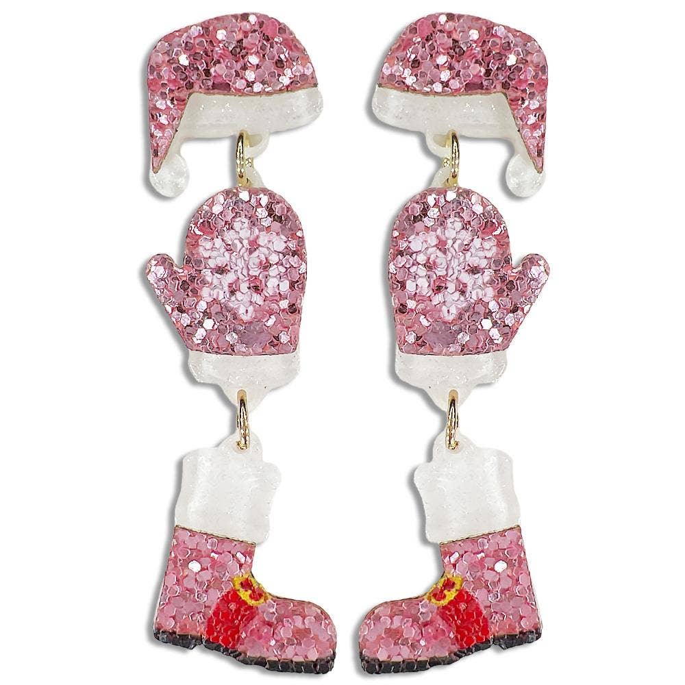 anbfashion - Wholesale Hangende/ronde oorbellen - ESSENTIËLE OORBEL VOOR KERSTGLITTER VAN ACETAAT GE-40781