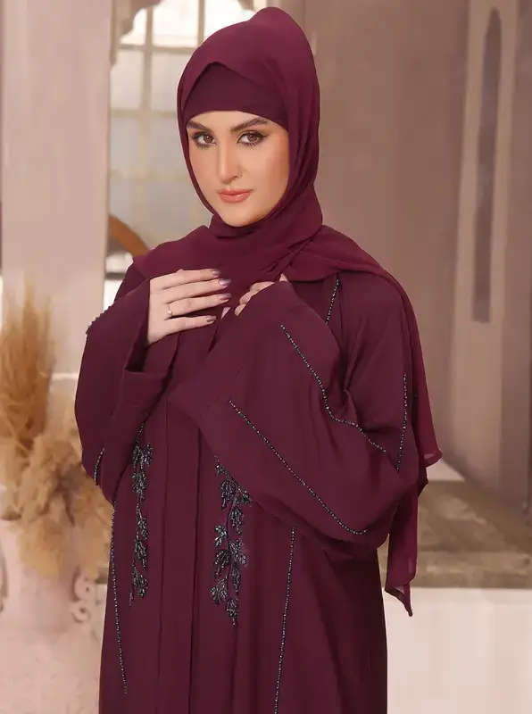 Multi Colored Noorain Black Handwork Abaya for wholesale on Faire2