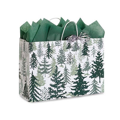 Nashville Wraps - Wholesale Gift Bag - Snowy Pine Tree Paper Christmas Gift Bags