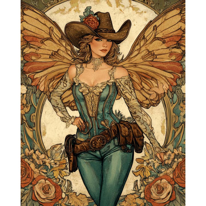 Mowbi - Vendita all'ingrosso Stampa artistica - Fata Cowgirl del Sudovest - Stampe d'Arte da Parete Fata del Sudovest – Opera d'Arte 8″x10″ per Cornice 11″x14″