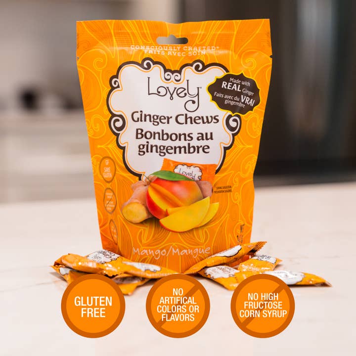 Lovely Candy Company - Wholesale Gummy - Mango Ginger Chews Candy - Gluten Free, Vegan, Non-GMO2