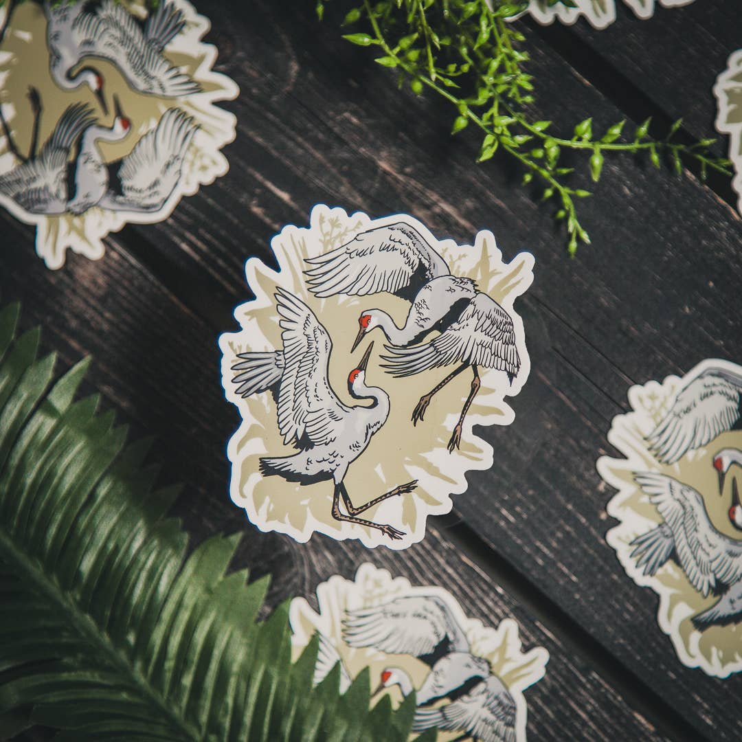 Freehand Goods - Wholesale Sticker - Dancing Cranes Sticker1