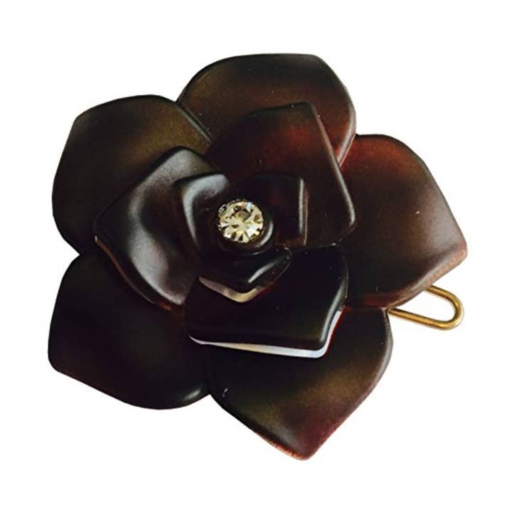 Barrettes à glissière latérale en celluloïd Parbarcelona French Flower Small de 1,5 pouces pour femmes pour la vente par Parcelona