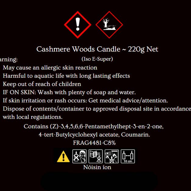 Nóisin íon - Wholesale Jar/Filled Candle - Cashmere Woods2