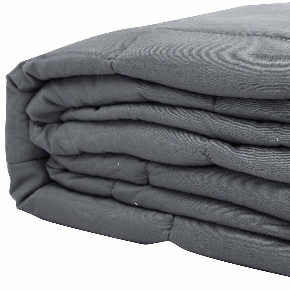 HomeRoots - Wholesale Throw Blanket - 48" X 72" Light Gray Cotton Quilted Plush 15 Pound Weighted Blanket4