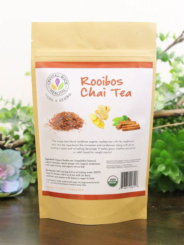 Sachet de thé Rooibos Chai 20 unités Bio pour la vente par Crystal Rock Healing, LLC