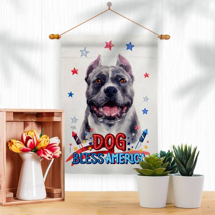 Two Group Flag Co - Vendita all'ingrosso Bandiere - Bandiera Patriottica Black Pitbull Dog USA Star Stripes Pit Bull2